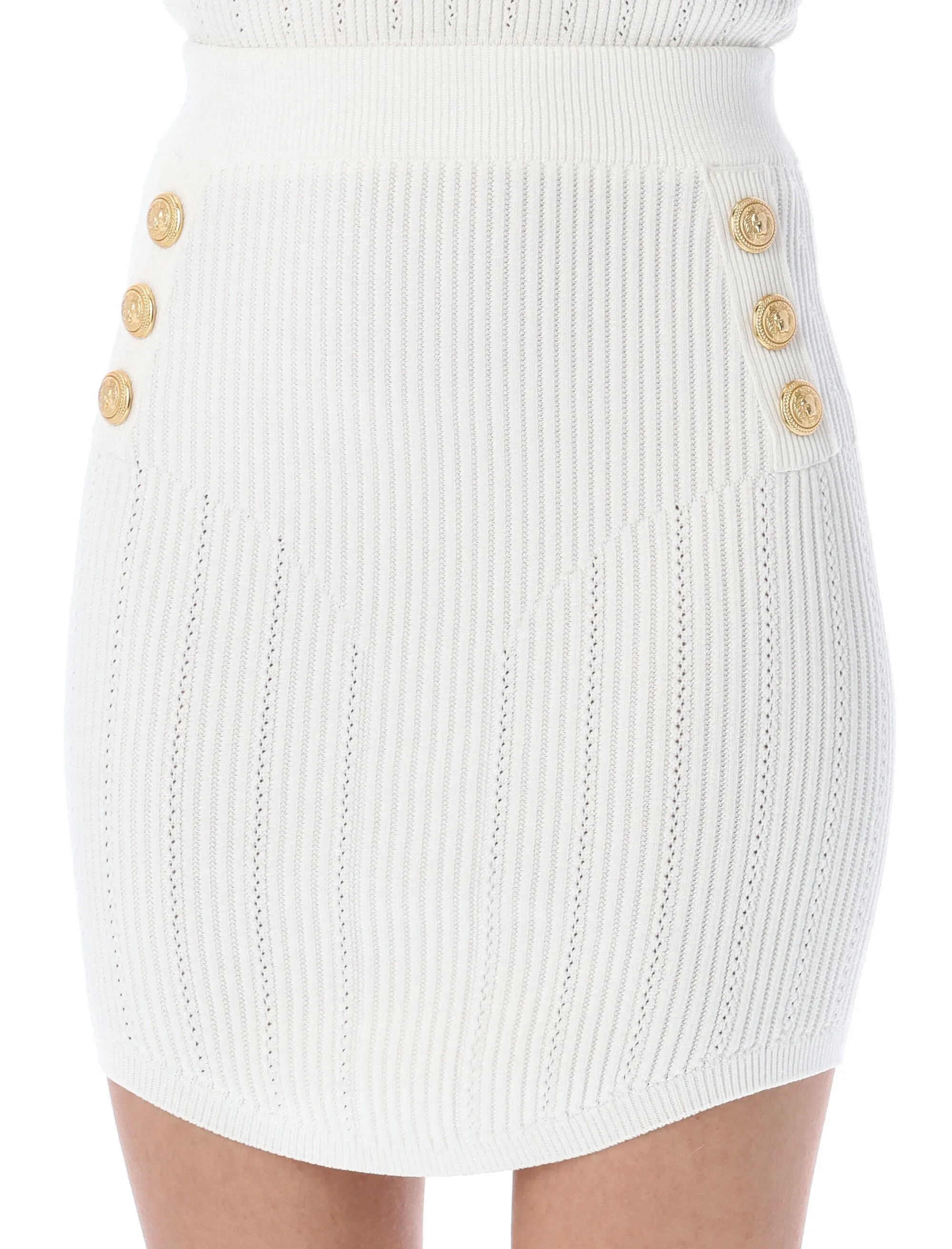 Balmain High-Waisted Knit Mini Skirt