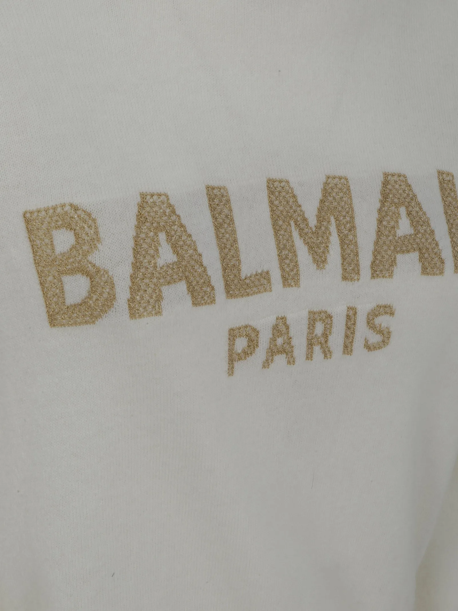 Balmain Logo Intarsia-Knit Crewneck Cropped Jumper