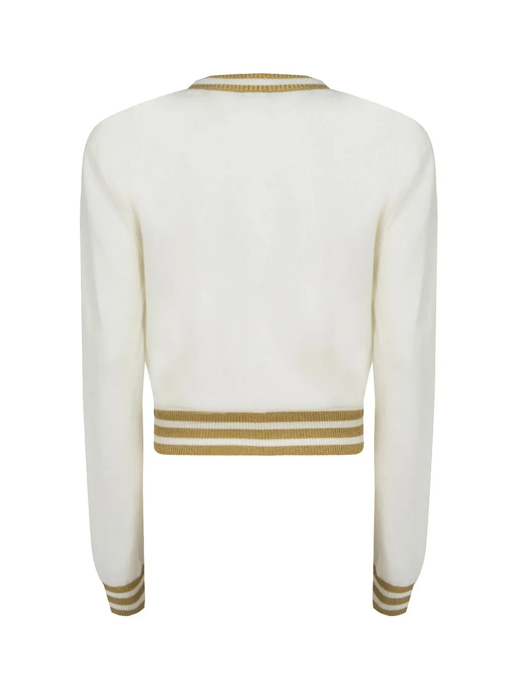 Balmain Logo Intarsia-Knit Crewneck Cropped Jumper