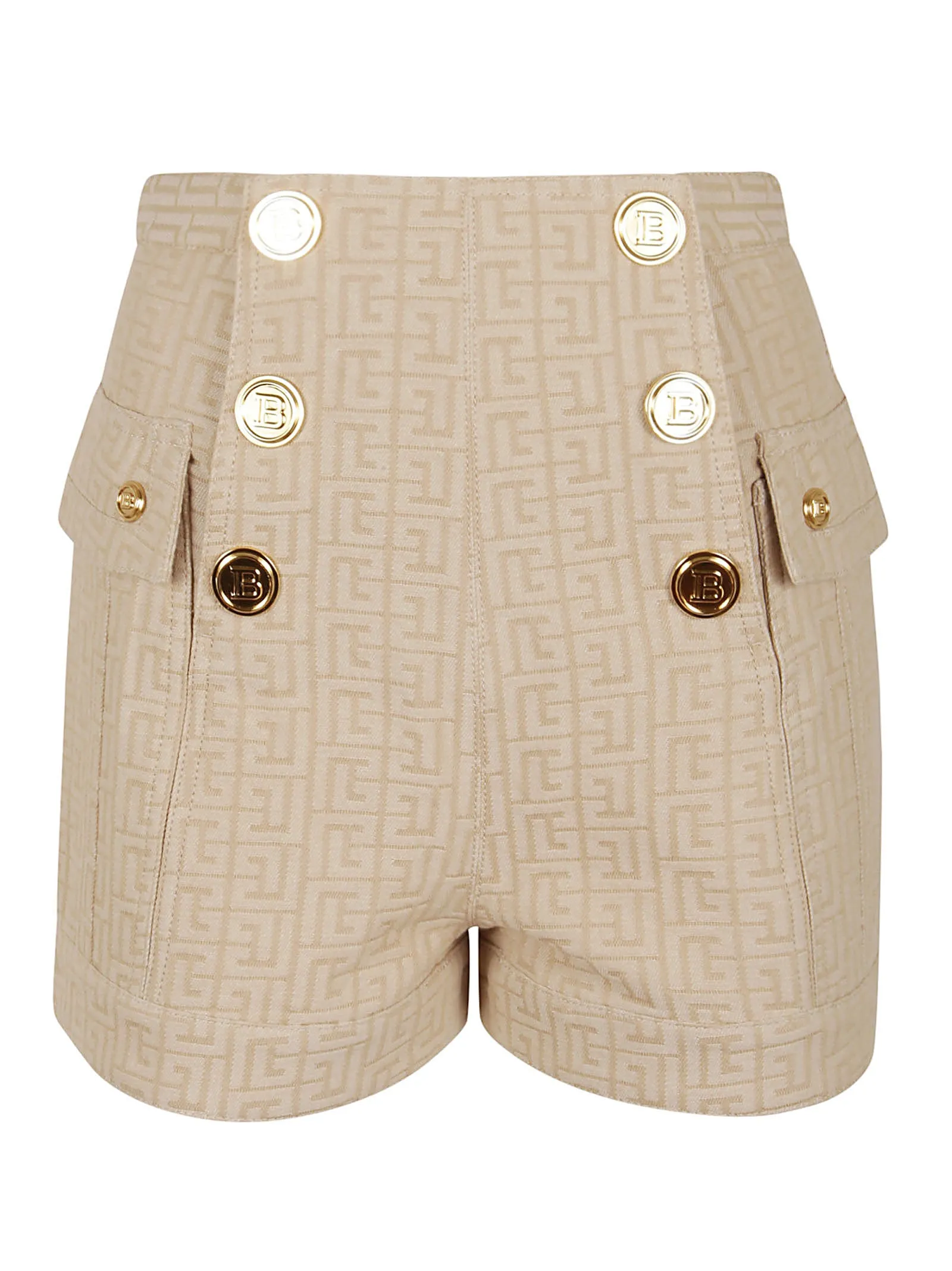 Balmain Monogram Jacquard High Waist Shorts