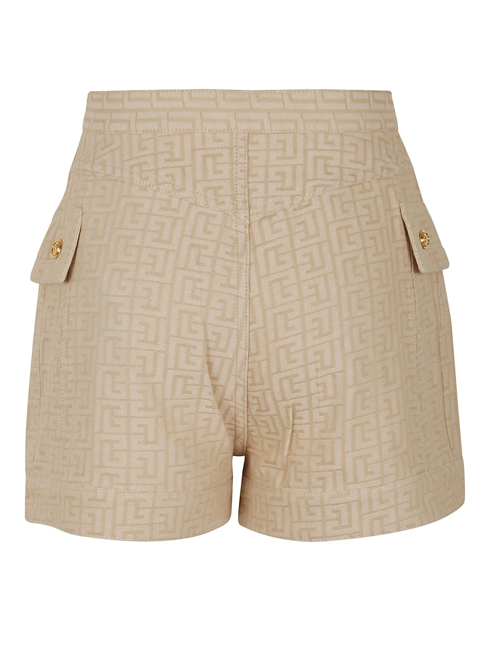 Balmain Monogram Jacquard High Waist Shorts