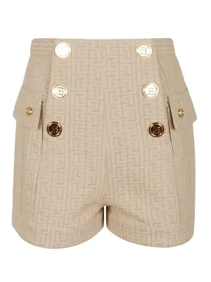 Balmain Monogram Jacquard High Waist Shorts