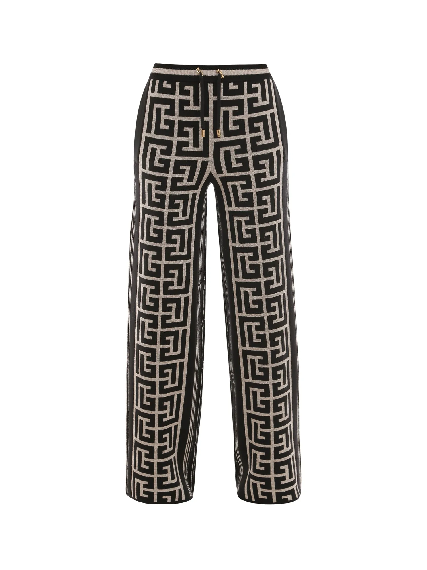 Balmain Monogram Pattern Drawstring Knit Trousers