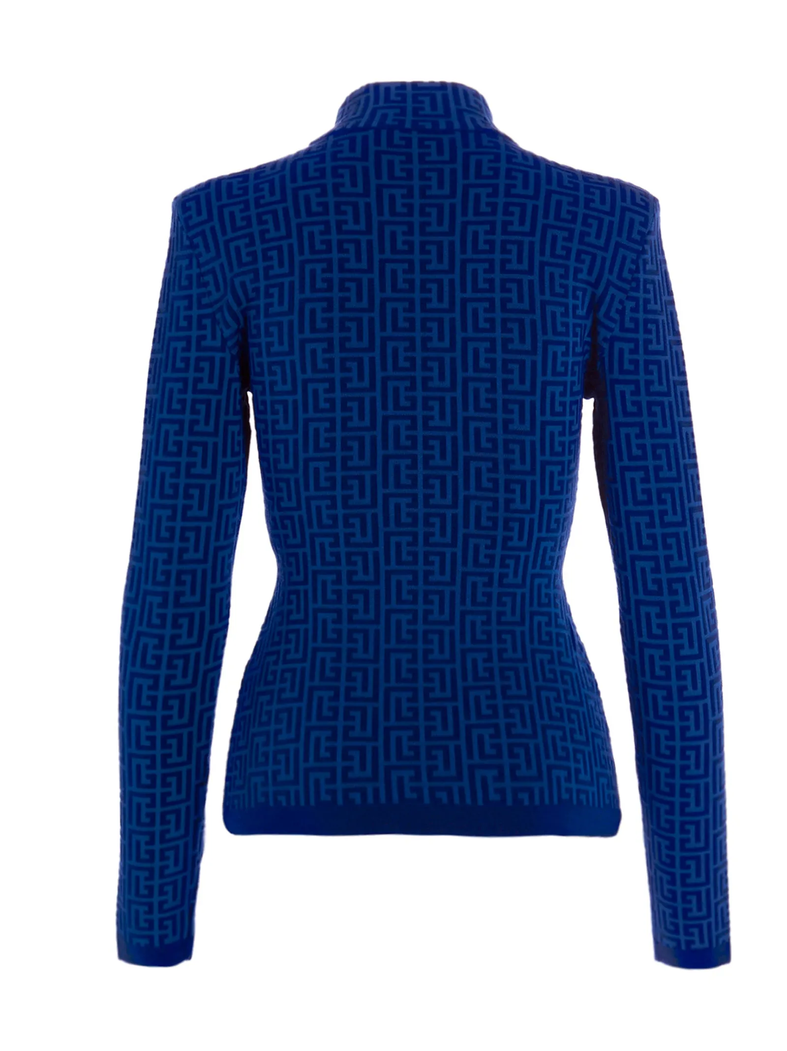 Balmain Monogram Pattern Roll Neck Knit Jumper