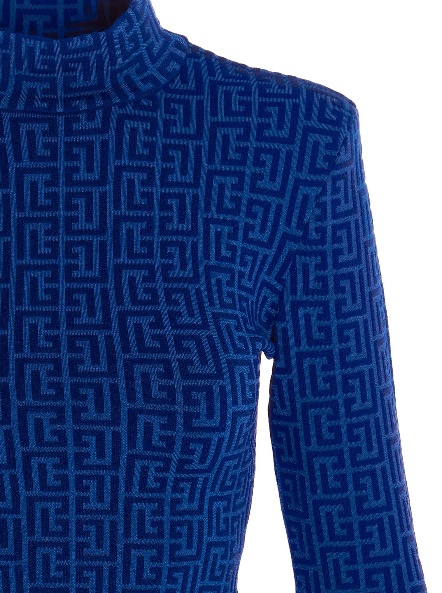 Balmain Monogram Pattern Roll Neck Knit Jumper