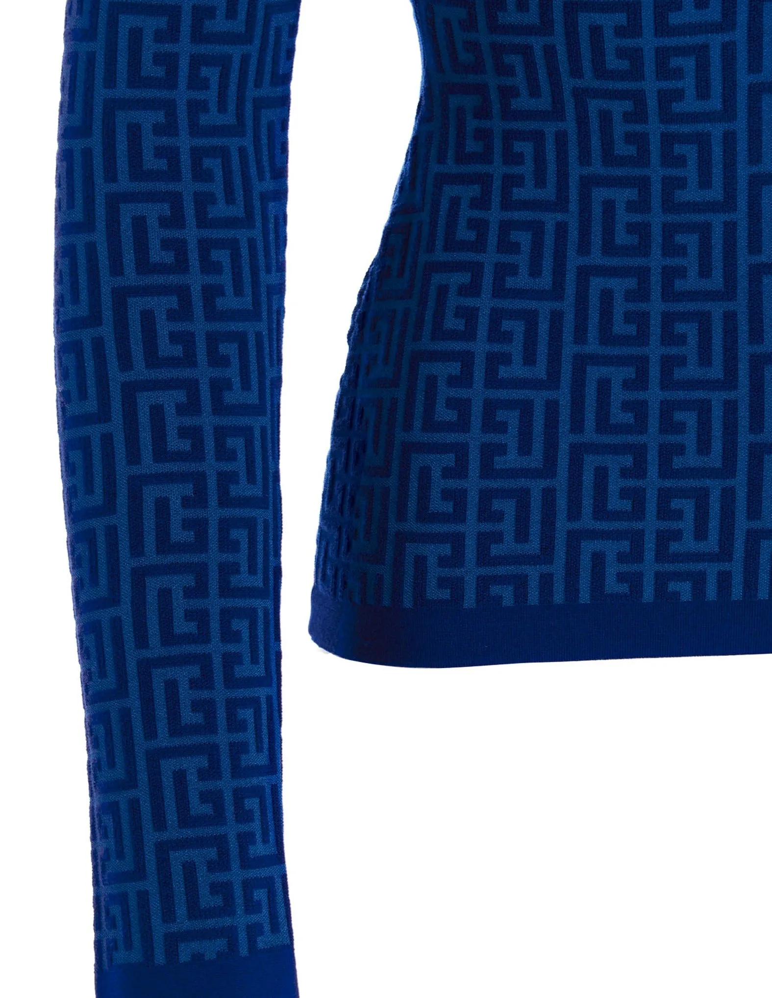 Balmain Monogram Pattern Roll Neck Knit Jumper