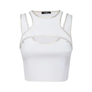Balmain Sleeveless Cropped Knitted Top
