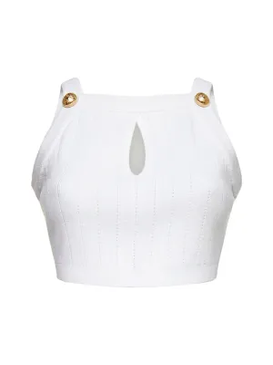 Balmain Sleeveless Cut-Out Cropped Top