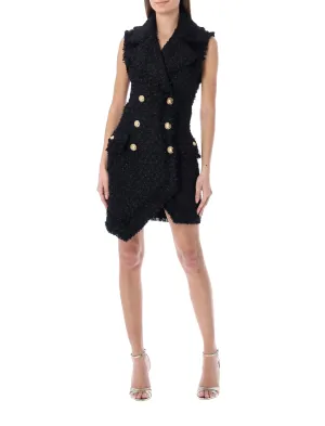Balmain Sleeveless Tweed Mini Dress