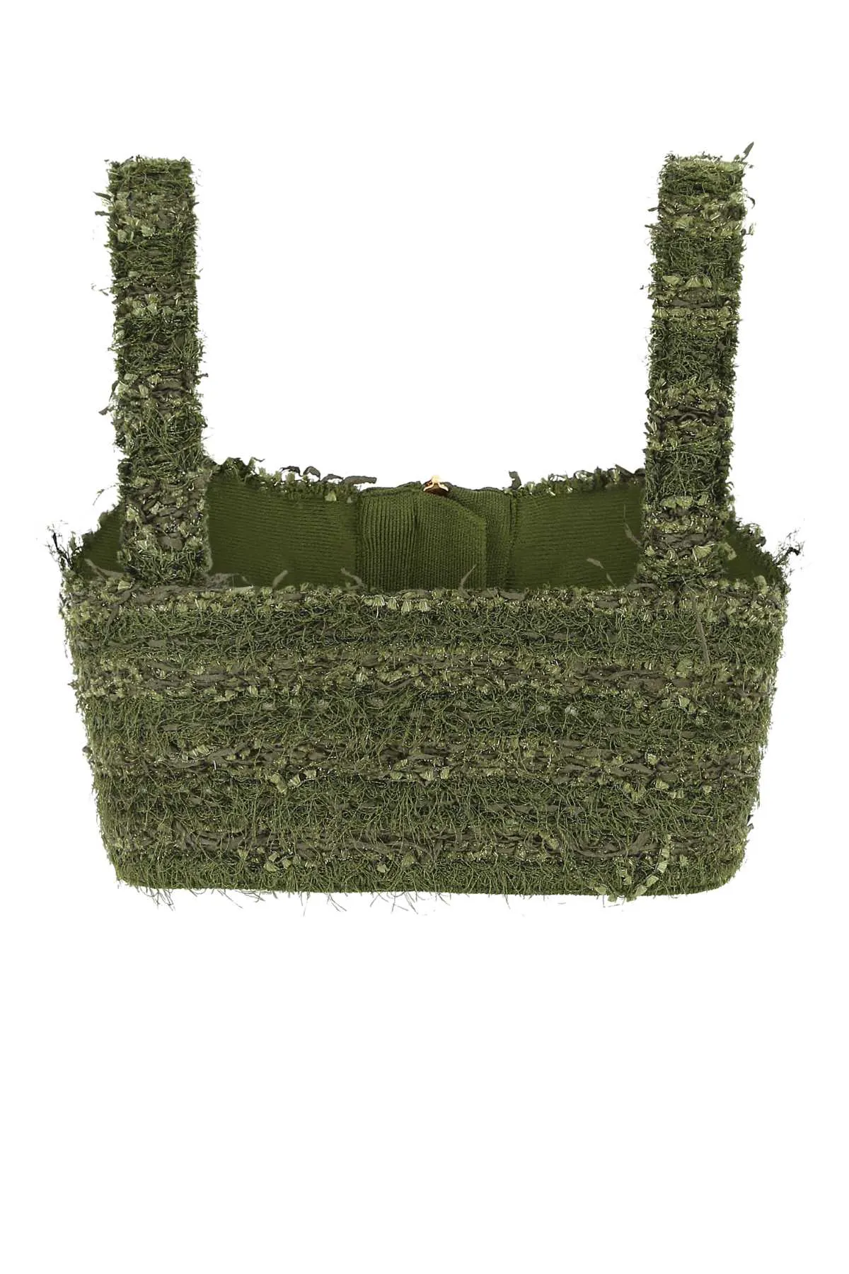 Balmain Tweed Zipped Cropped Tank Top