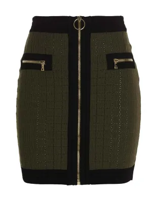 Balmain Zip-Up Knitted Mini Skirt