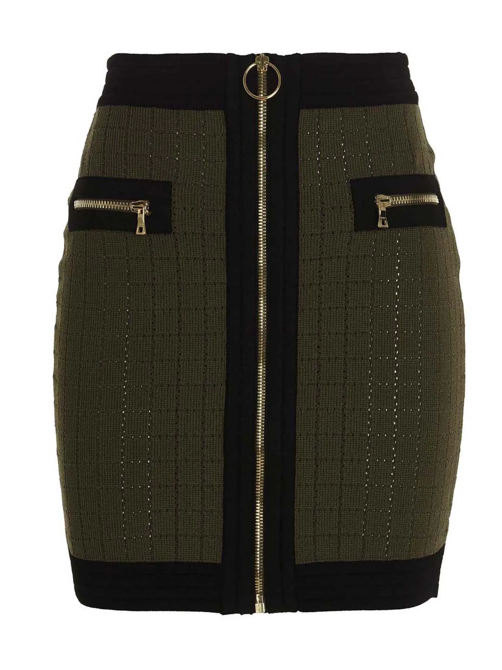 Balmain Zip-Up Knitted Mini Skirt