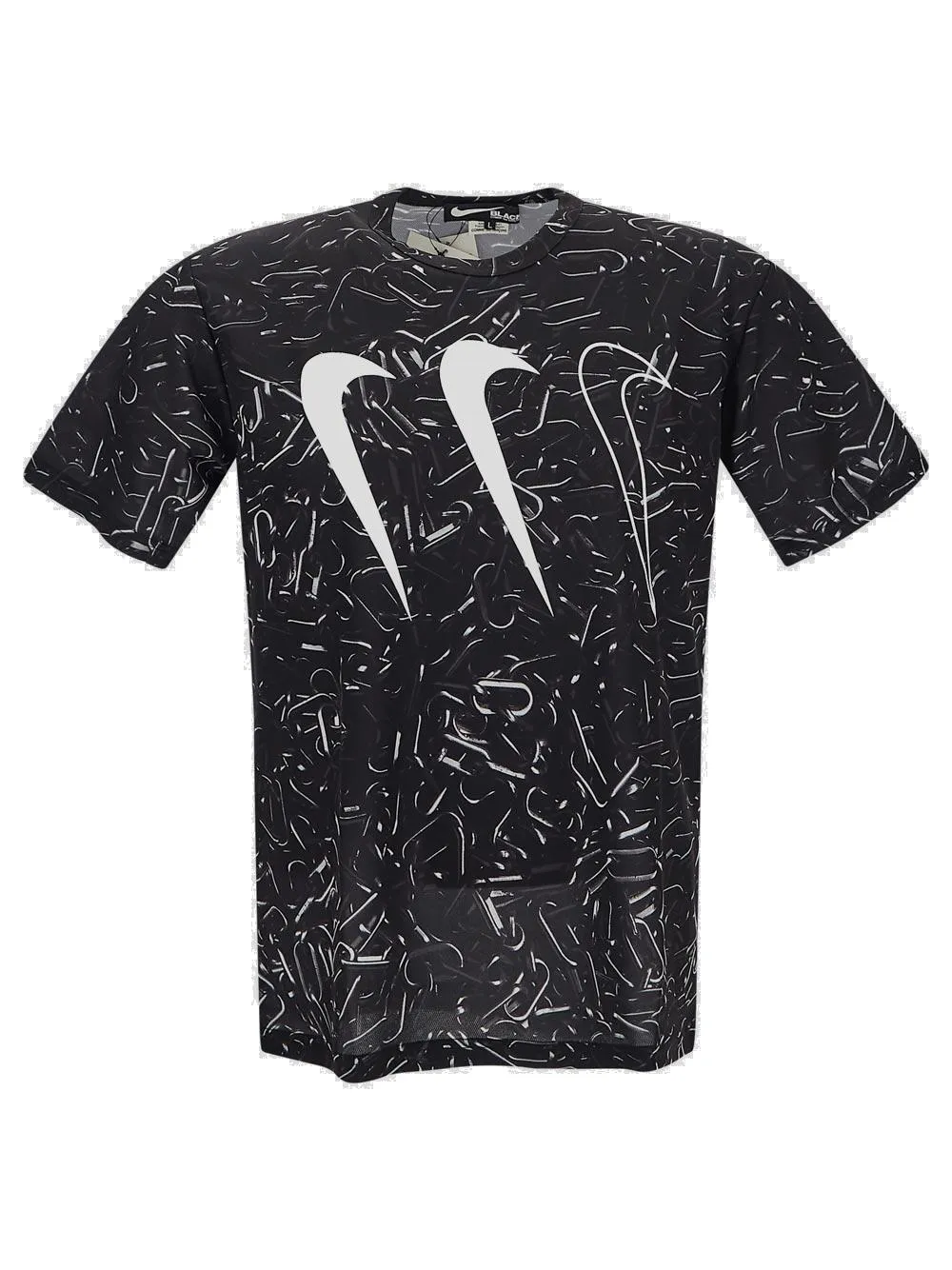 Black Comme des Garons X Nike Logo Printed Crewneck T-Shirt