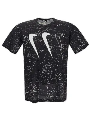 Black Comme des Garons X Nike Logo Printed Crewneck T-Shirt