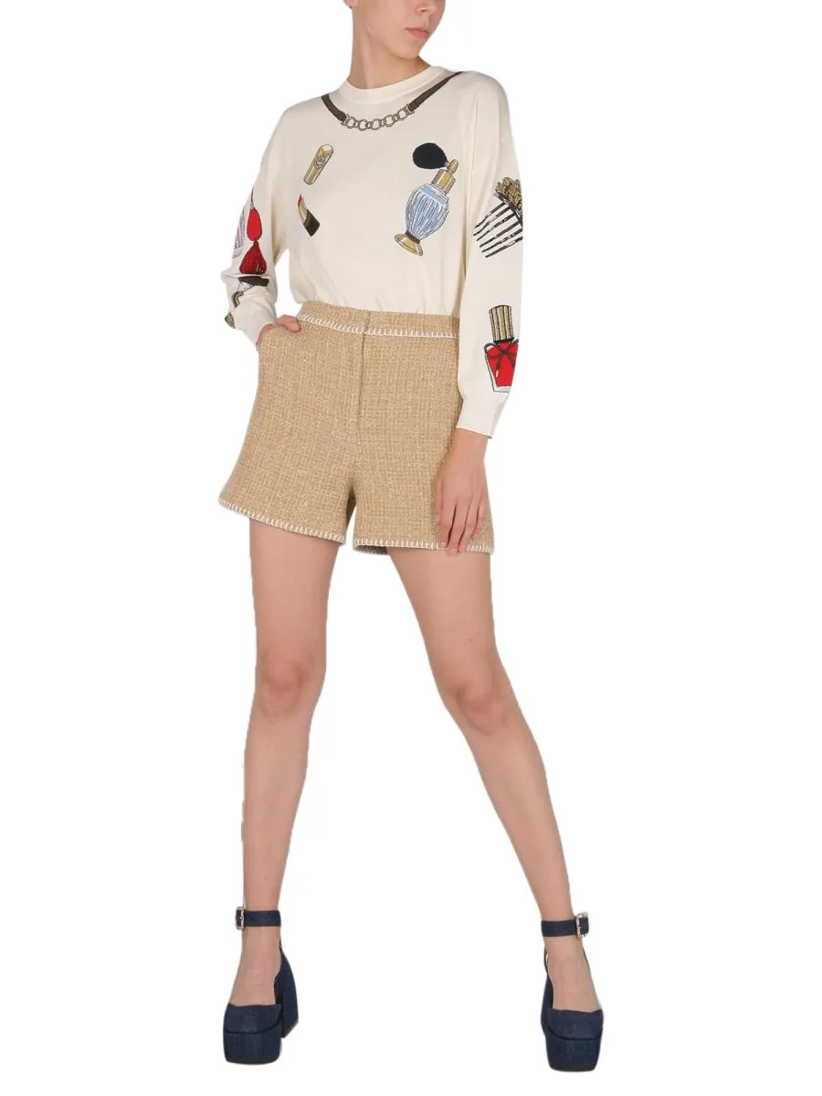 Boutique Moschino Interwoven High-Waisted Shorts