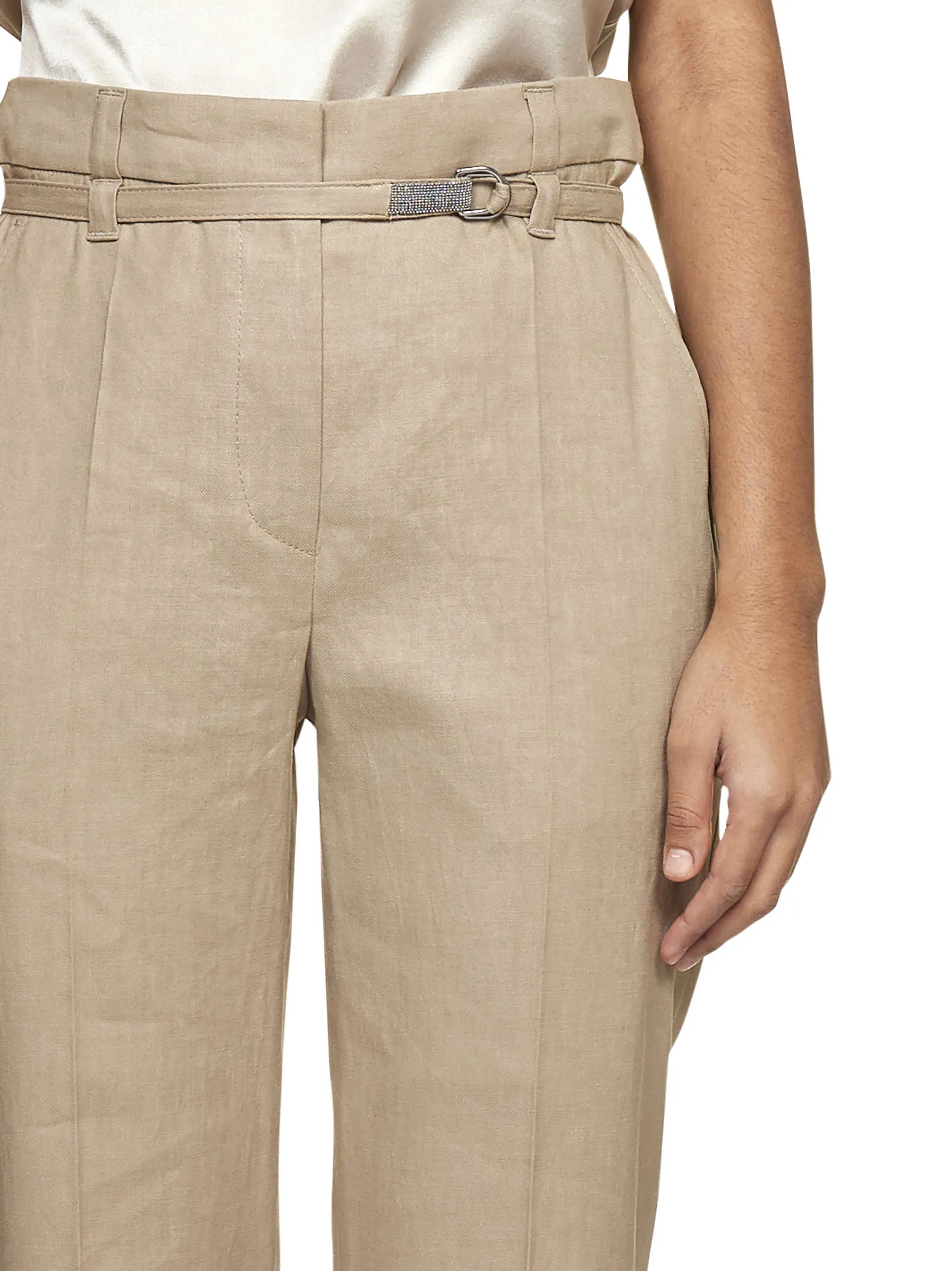 Brunello Cucinelli Belted Waist Slim Cut Trousers