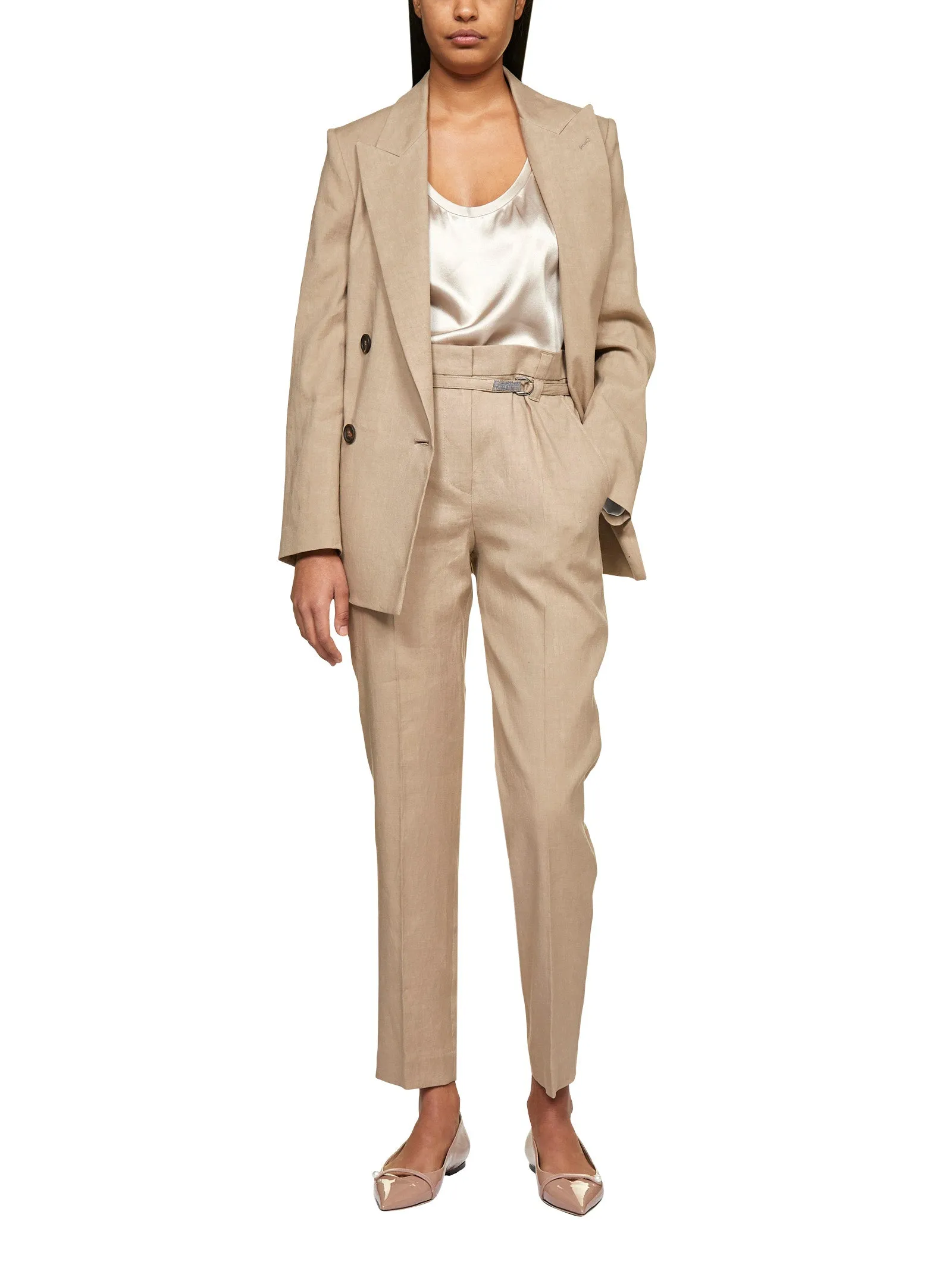Brunello Cucinelli Belted Waist Slim Cut Trousers