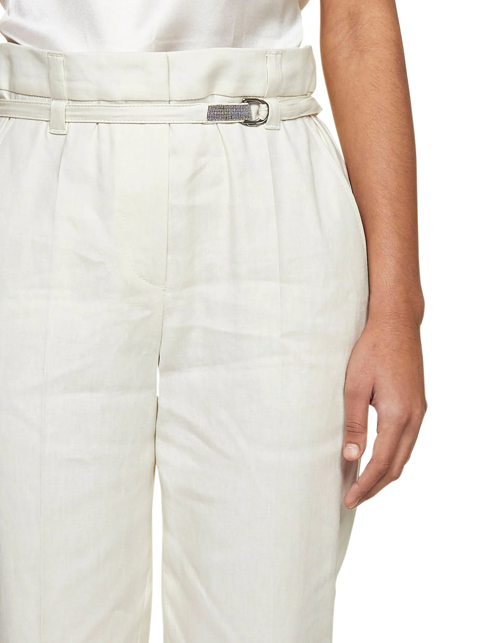 Brunello Cucinelli Belted Waist Slim Cut Trousers