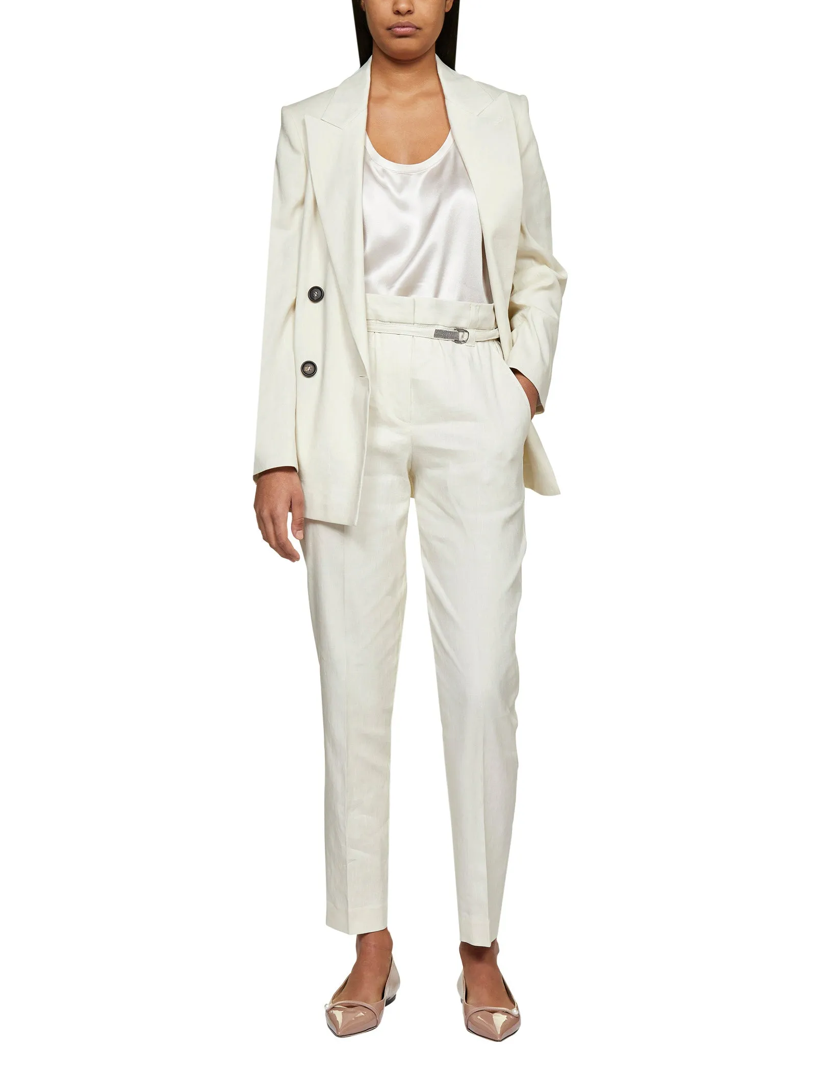 Brunello Cucinelli Belted Waist Slim Cut Trousers