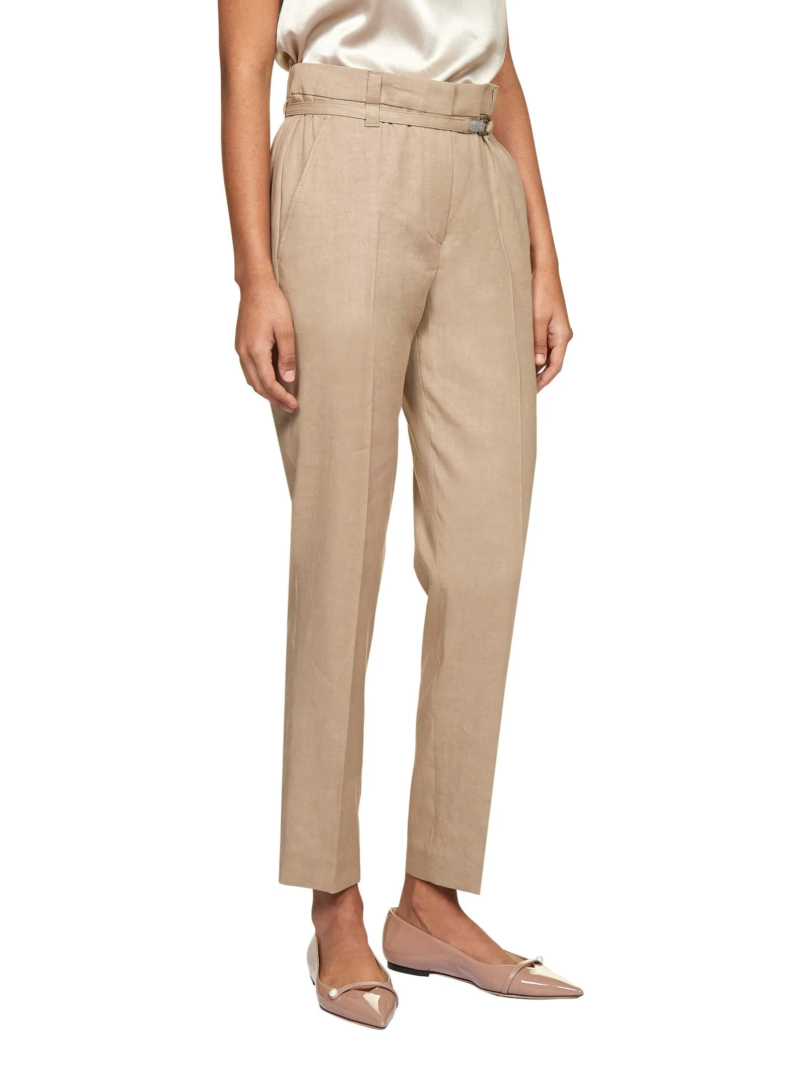 Brunello Cucinelli Belted Waist Slim Cut Trousers