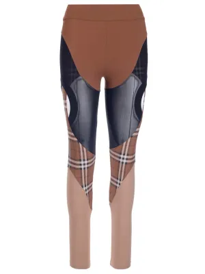 Burberry Check Panel Stretch Jersey Leggings
