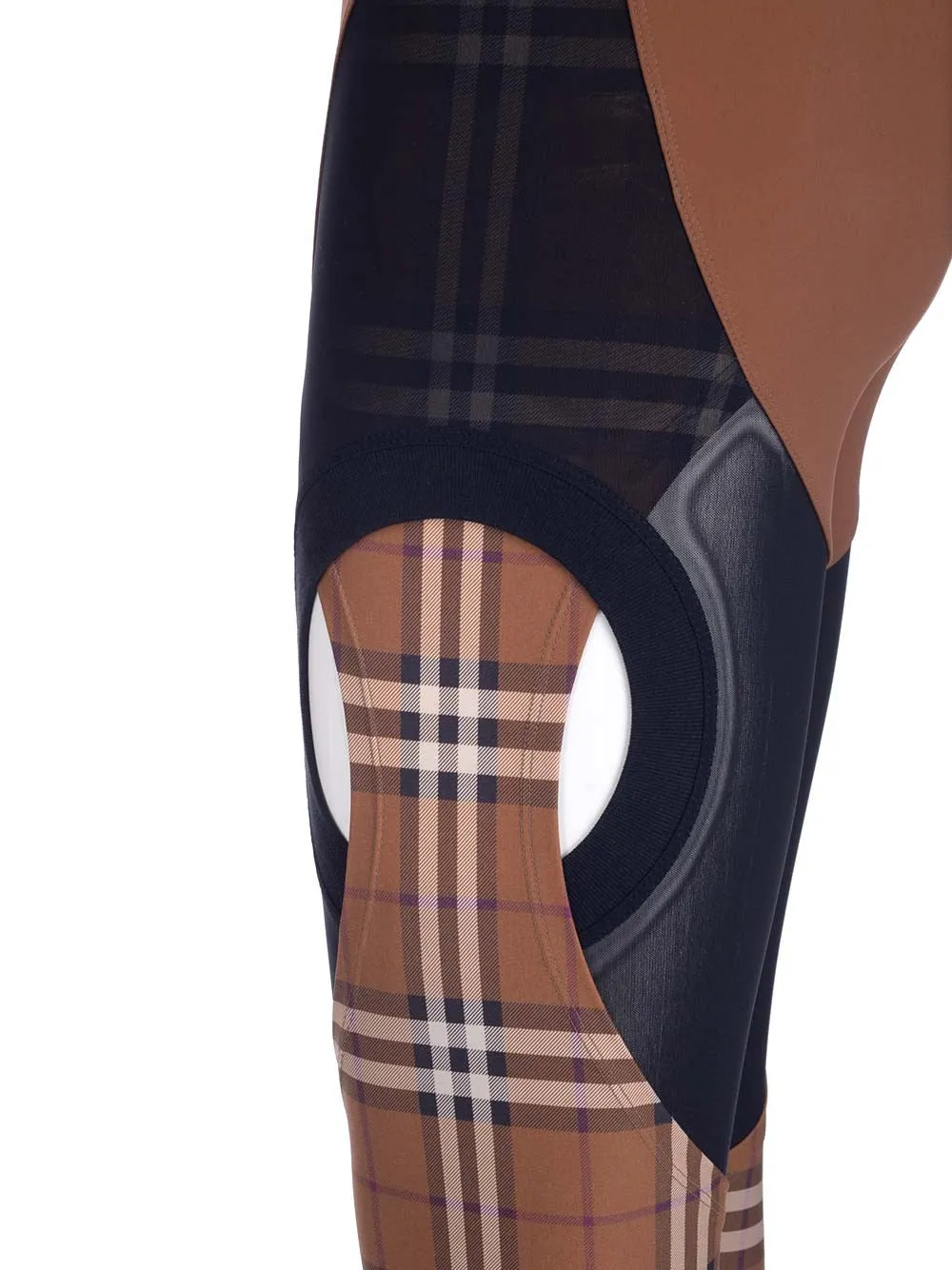 Burberry Check Panel Stretch Jersey Leggings
