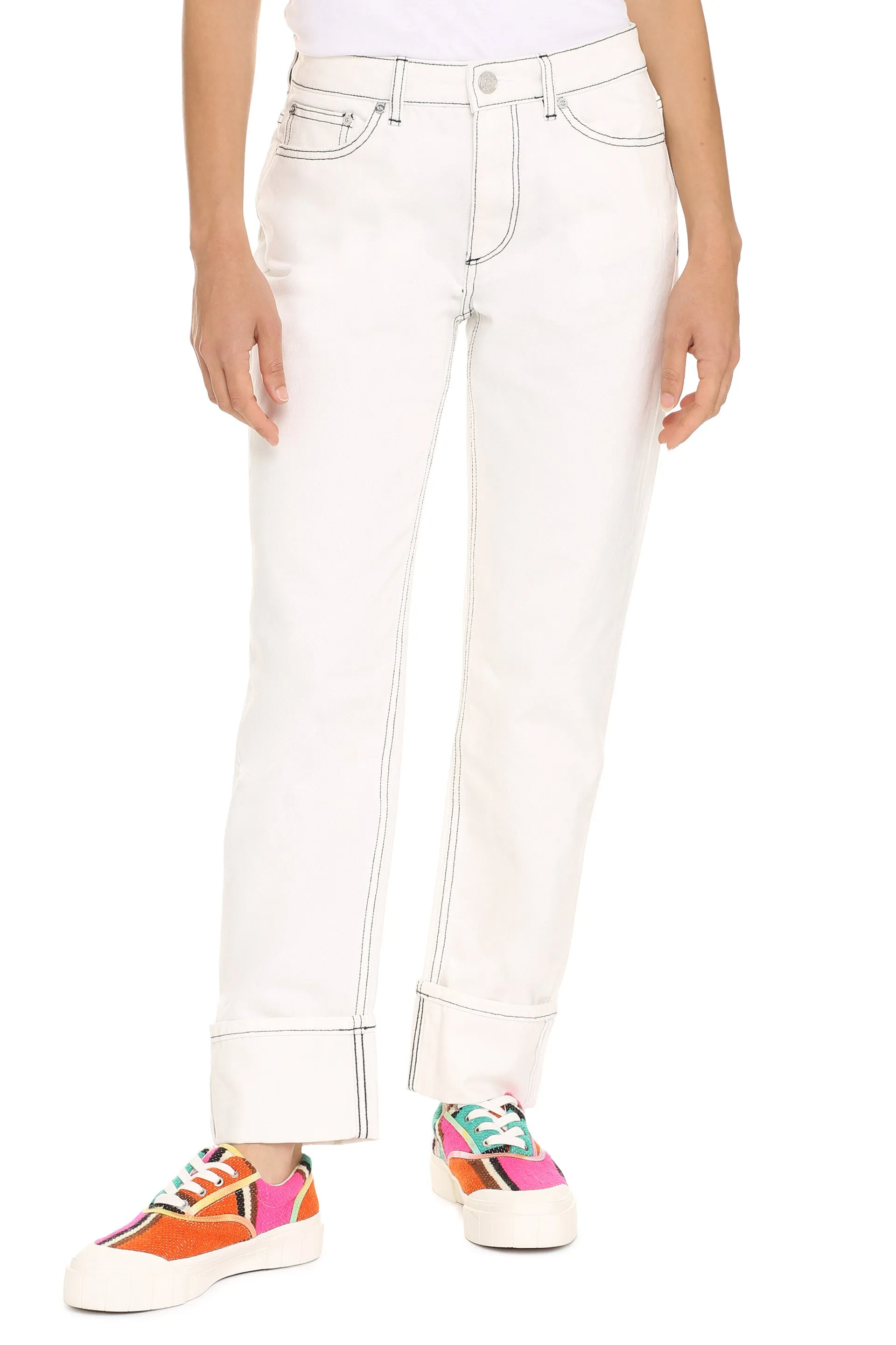 Burberry Contrast Stitch Straight Leg Jeans