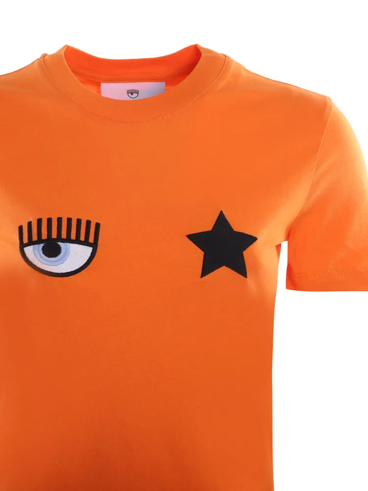 Chiara Ferragni Logo Embroidered Crewneck T-Shirt