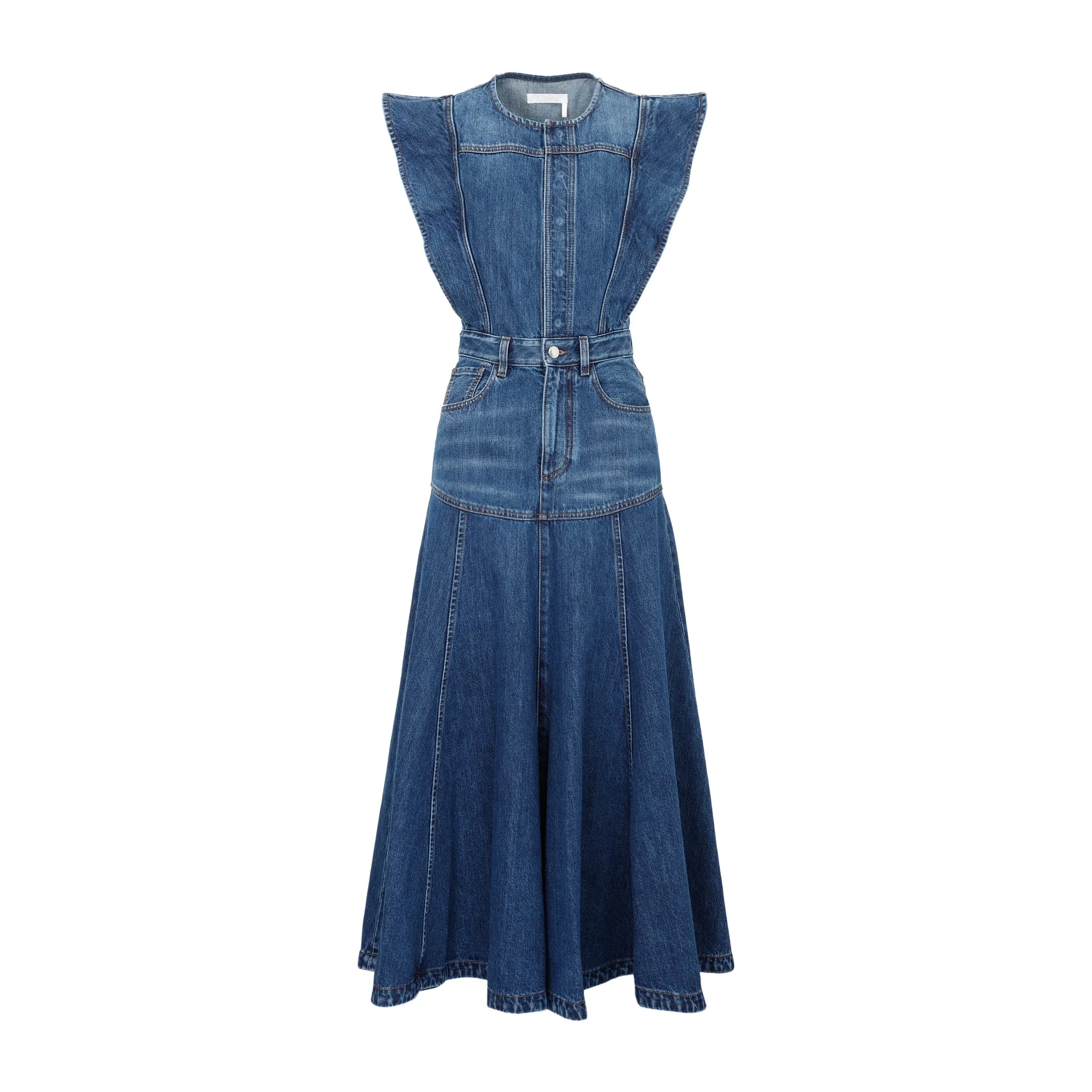 Chlo Ruffle-Sleeved Denim Dress