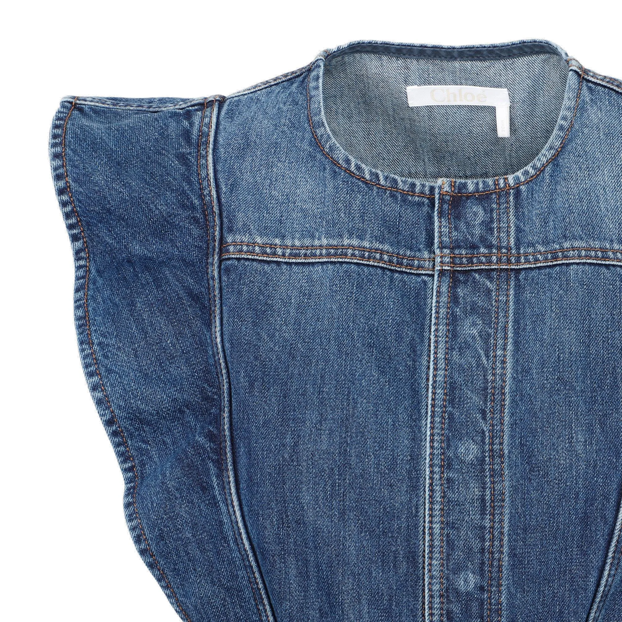 Chlo Ruffle-Sleeved Denim Dress