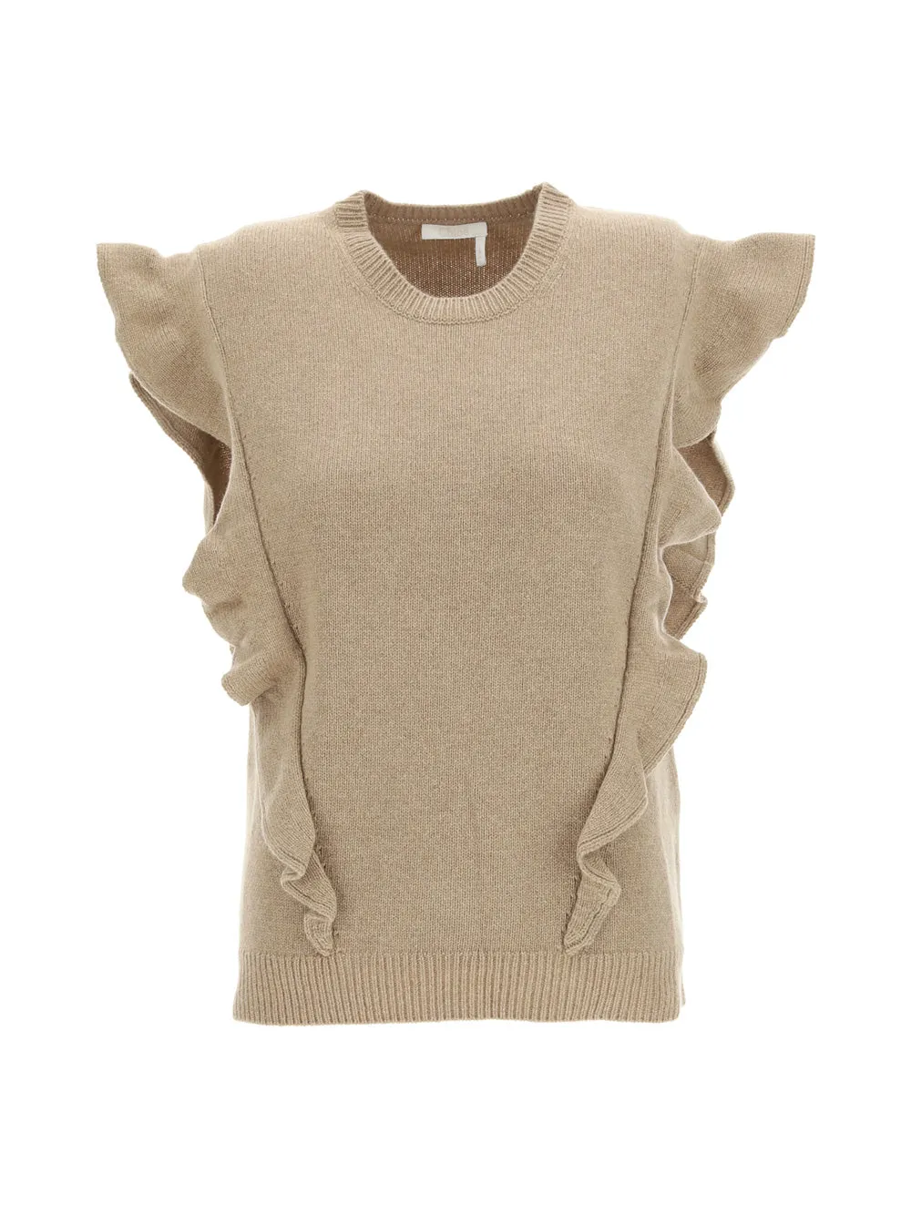 Chlo Ruffled Ribbed Knit Jumper