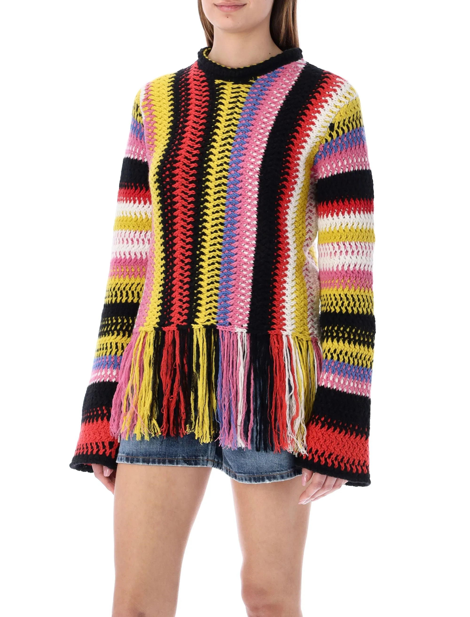 Chlo Striped Tassel Detailed Knit Jumper