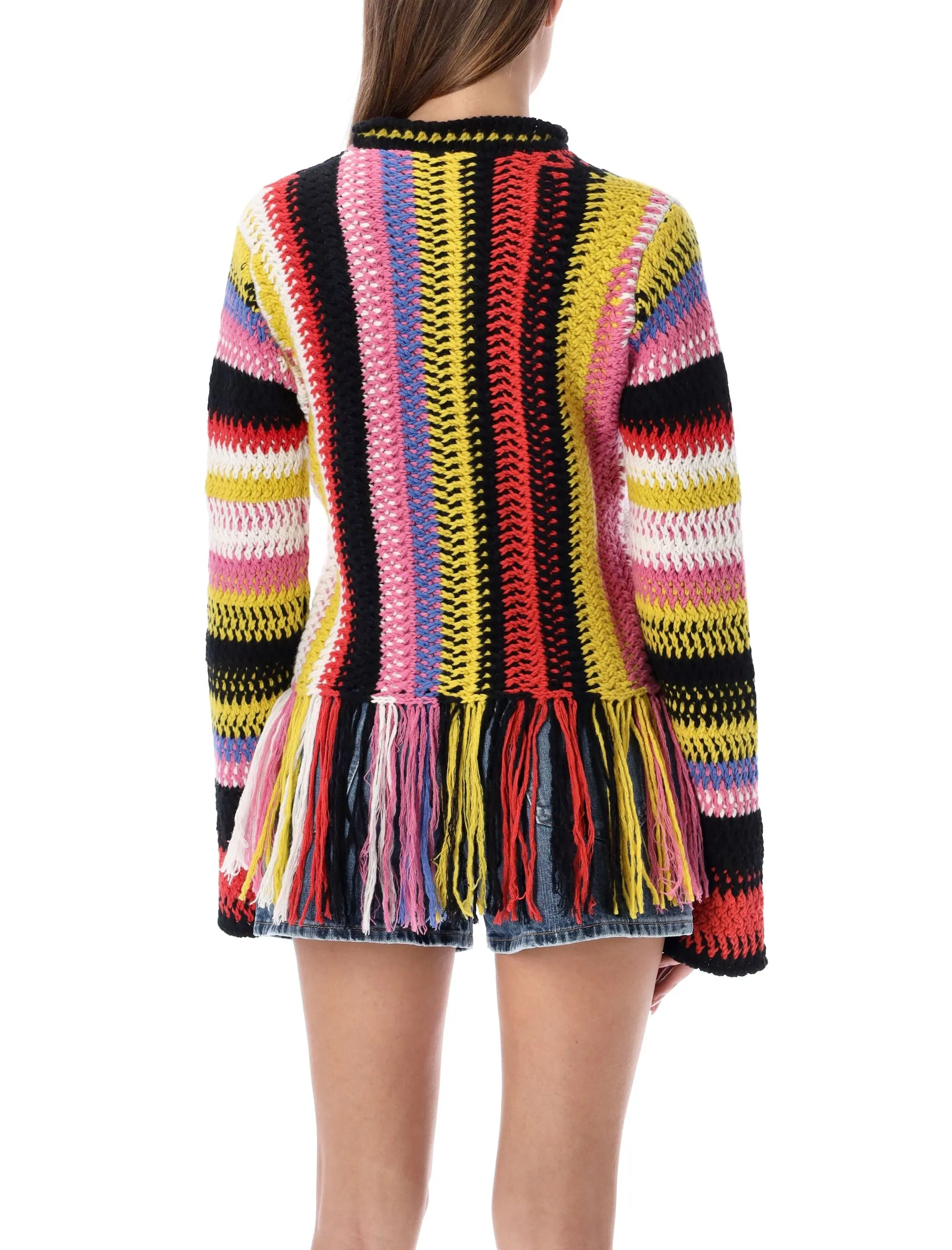 Chlo Striped Tassel Detailed Knit Jumper