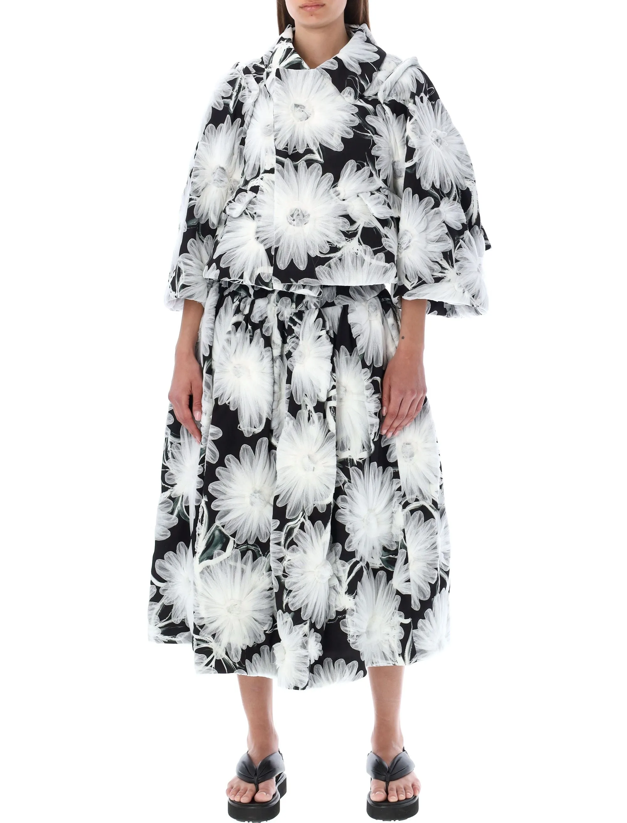 Comme des Garons All-Over Mesh Flower Asymmetric Jacket