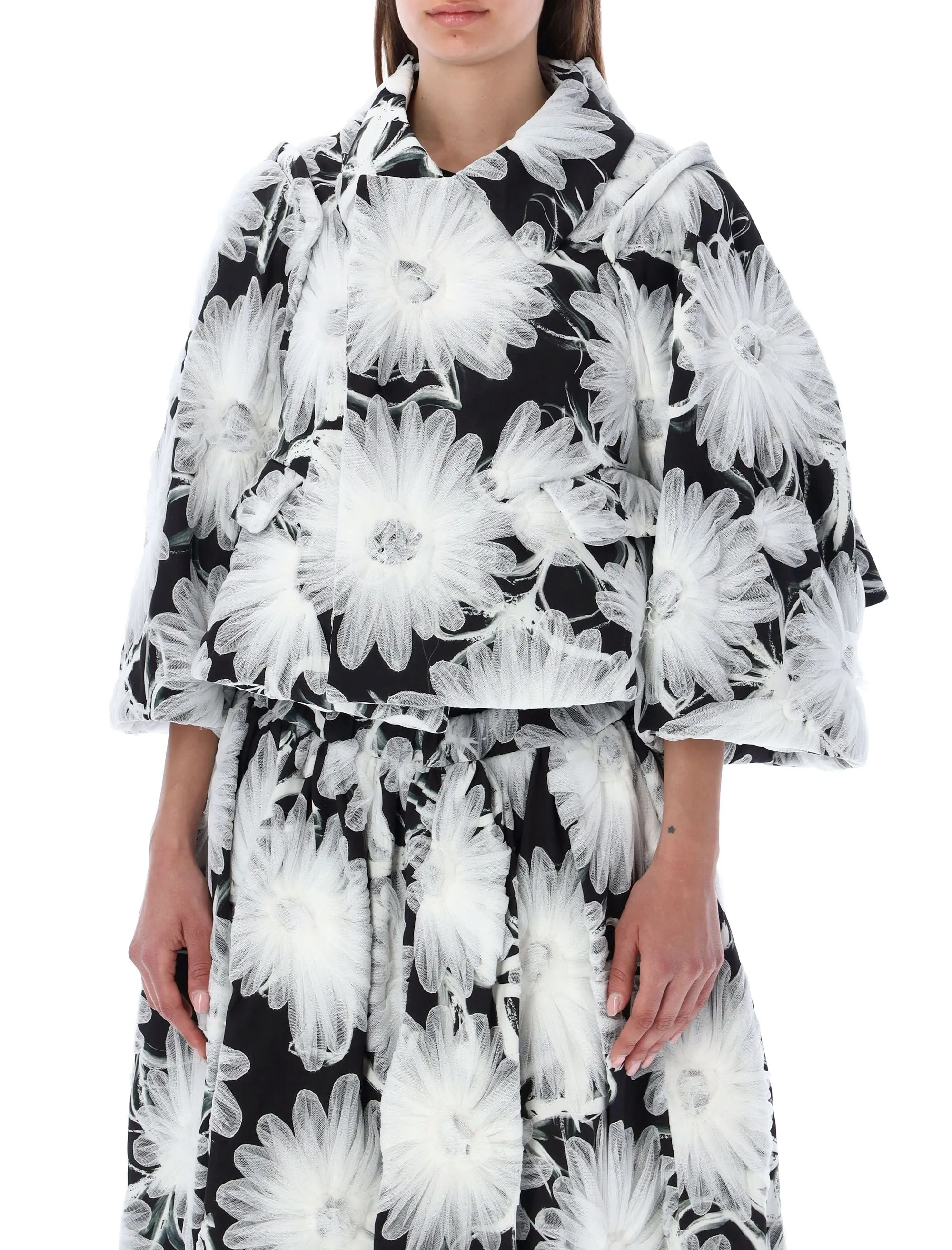 Comme des Garons All-Over Mesh Flower Asymmetric Jacket