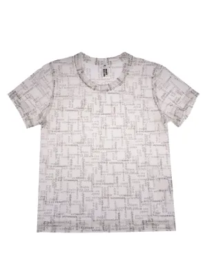 Comme Des Garons Noir Kei Ninomiya Allover Logo Print Sheer T-Shirt