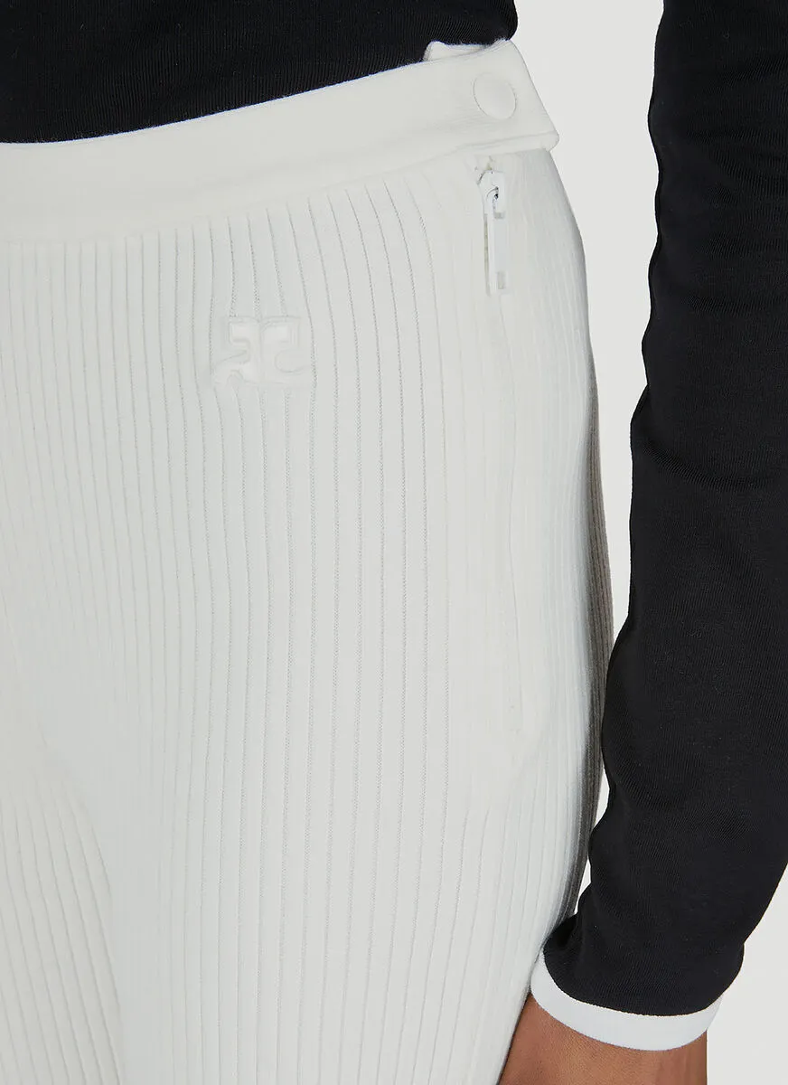 Courrges High Waist Ribbed Flared Trousers