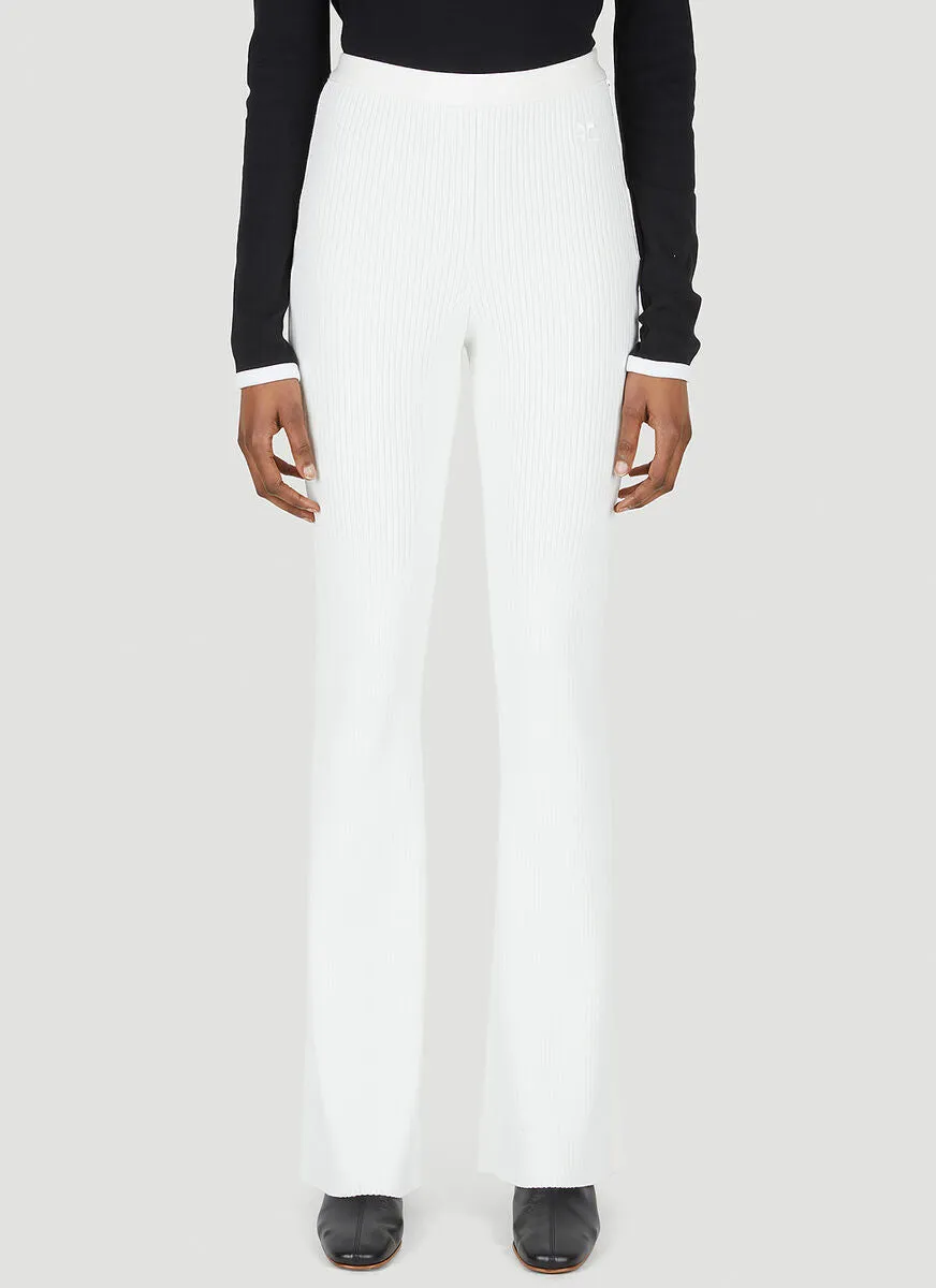 Courrges High Waist Ribbed Flared Trousers