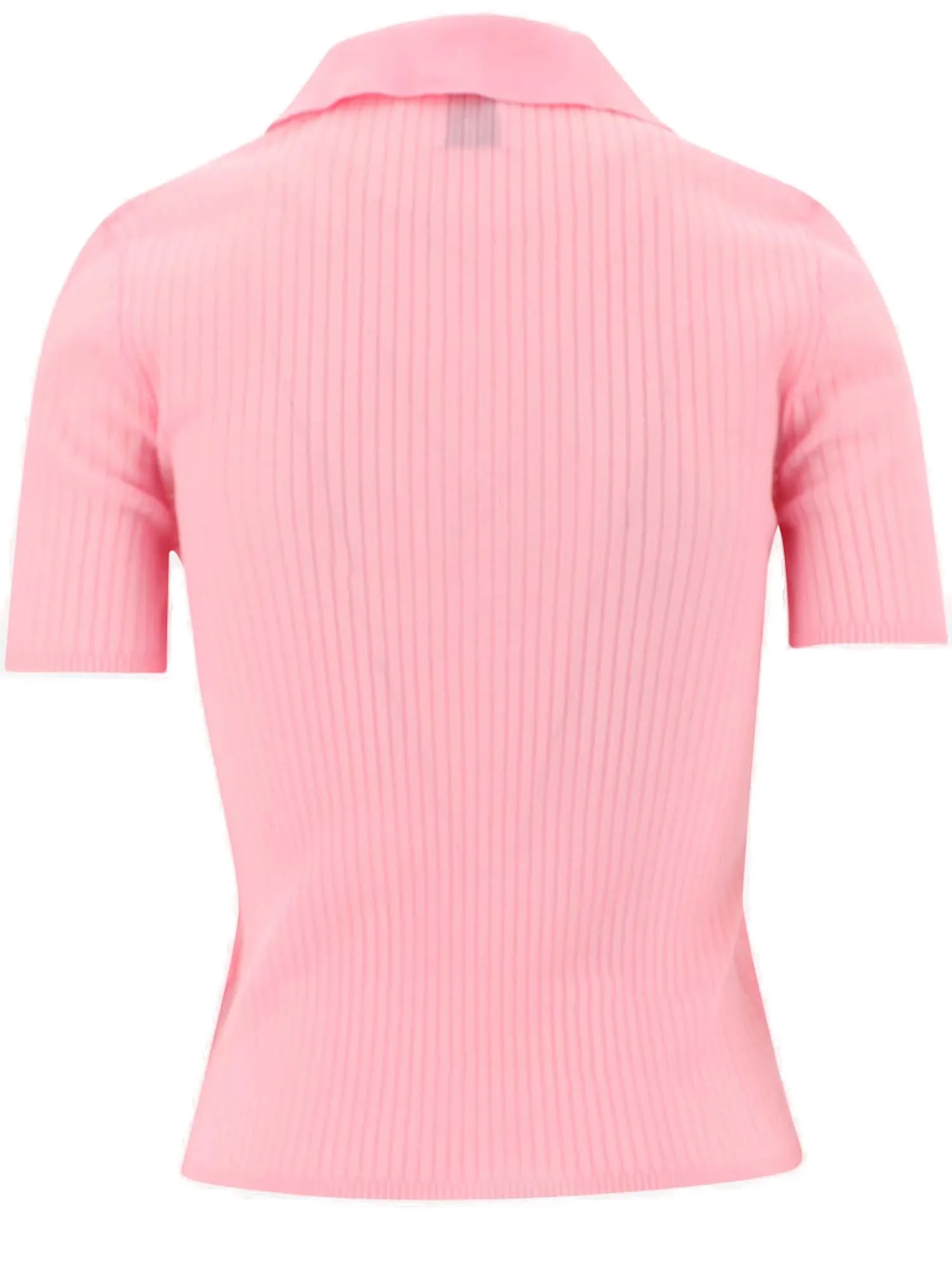 Courrges Short-Sleeved Ribbed Knit Polo Shirt