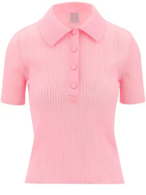 Courrges Short-Sleeved Ribbed Knit Polo Shirt