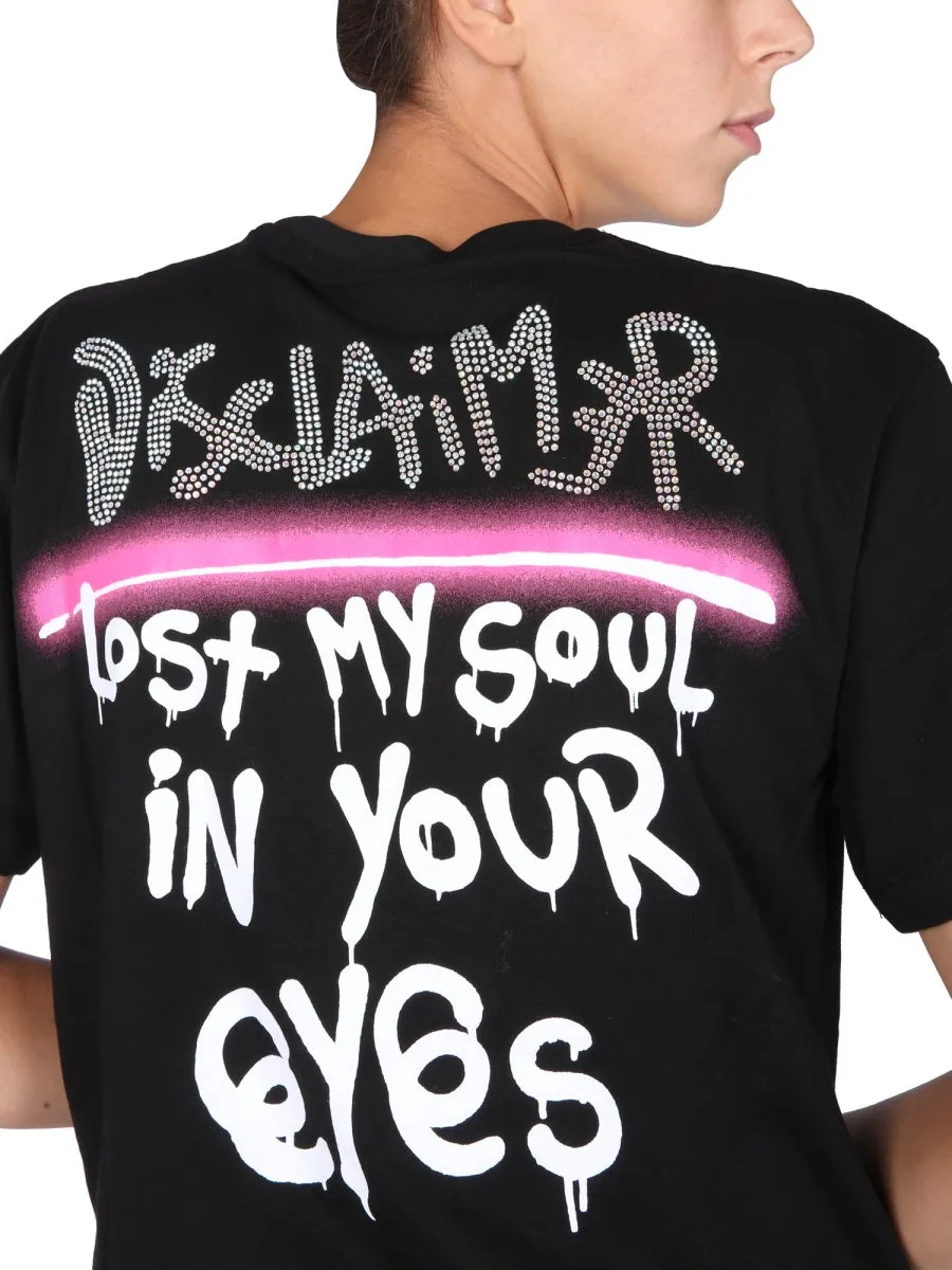 Disclaimer Embellished Logo Crewneck T-Shirt