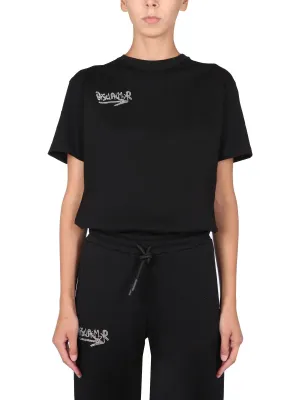 Disclaimer Embellished Logo Crewneck T-Shirt