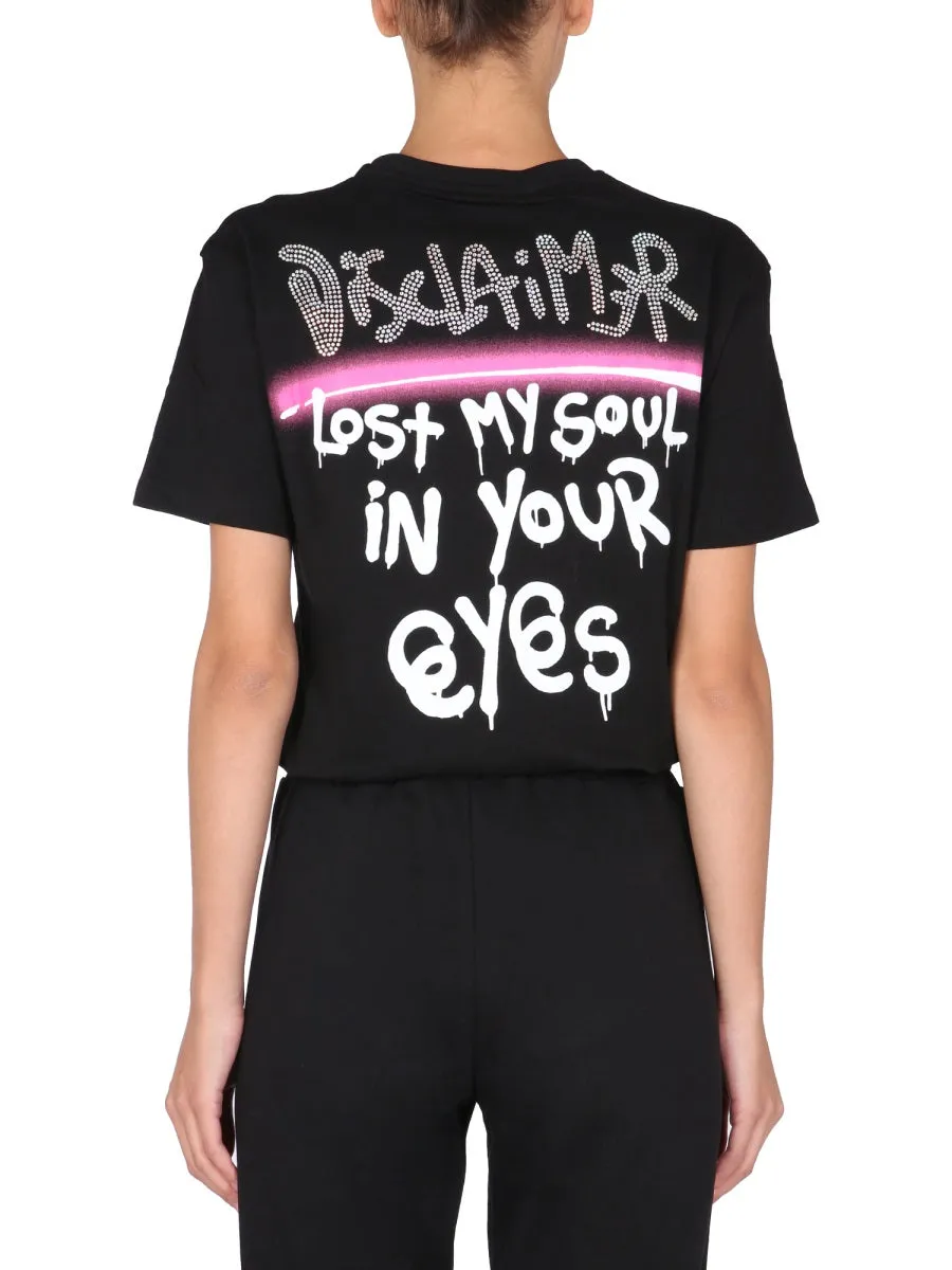 Disclaimer Embellished Logo Crewneck T-Shirt