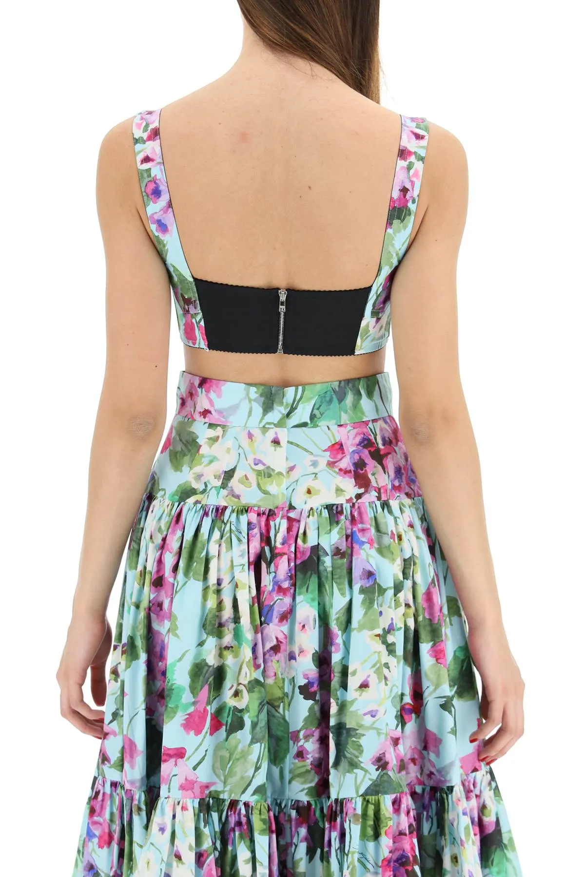 Dolce & Gabbana Bluebell-Print Poplin Corset Top