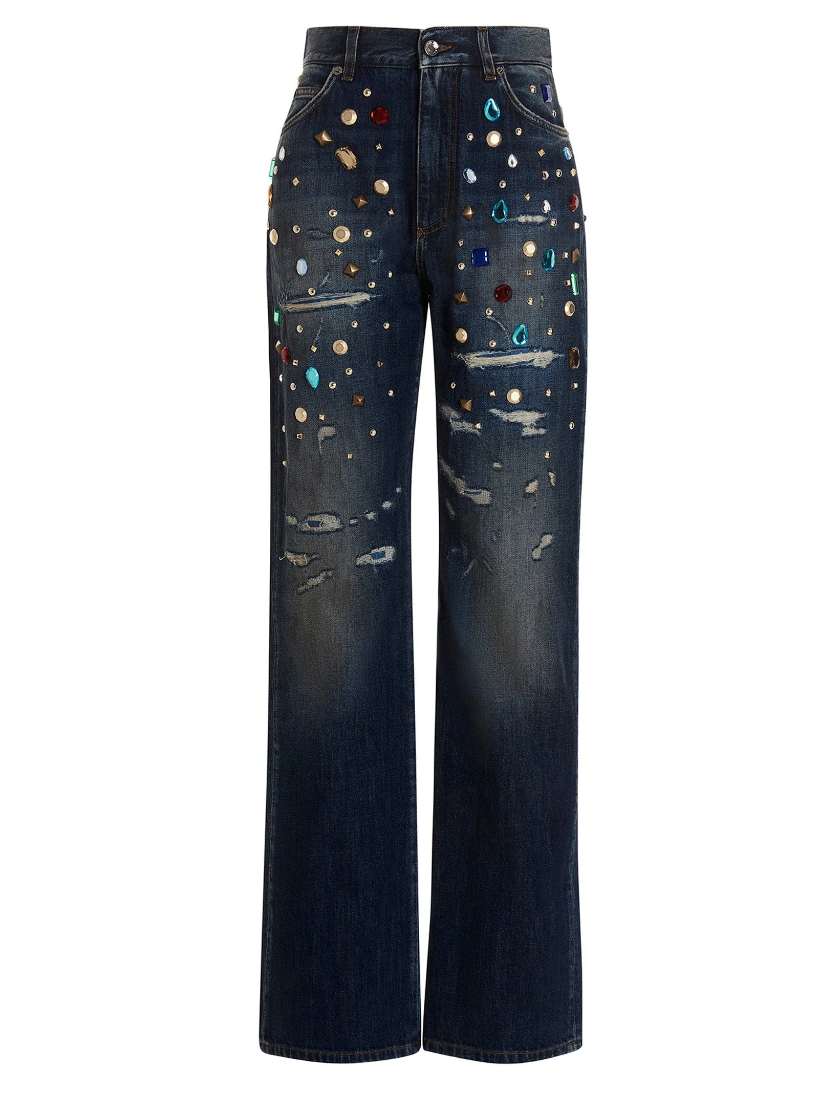 Dolce & Gabbana Distressed Straight Leg Jeans