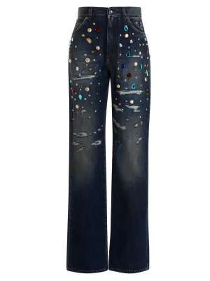 Dolce & Gabbana Distressed Straight Leg Jeans