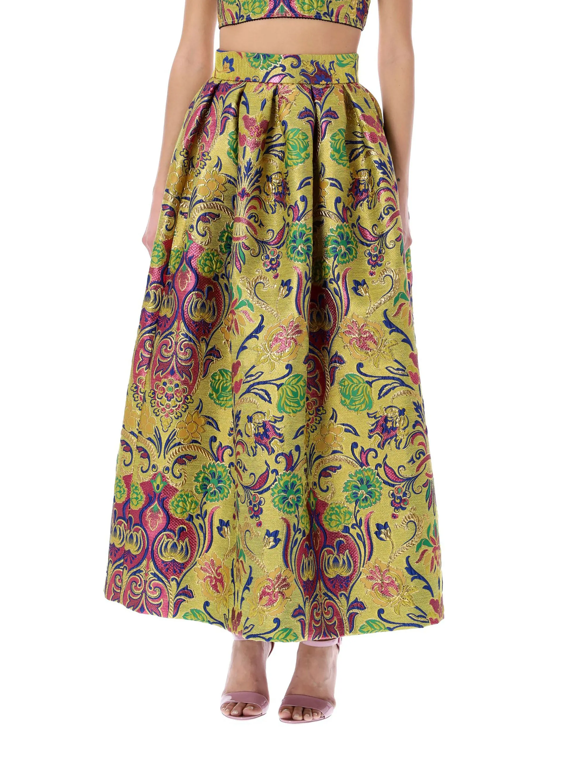 Dolce & Gabbana Floral Lurex Jacquard Pencil Skirt