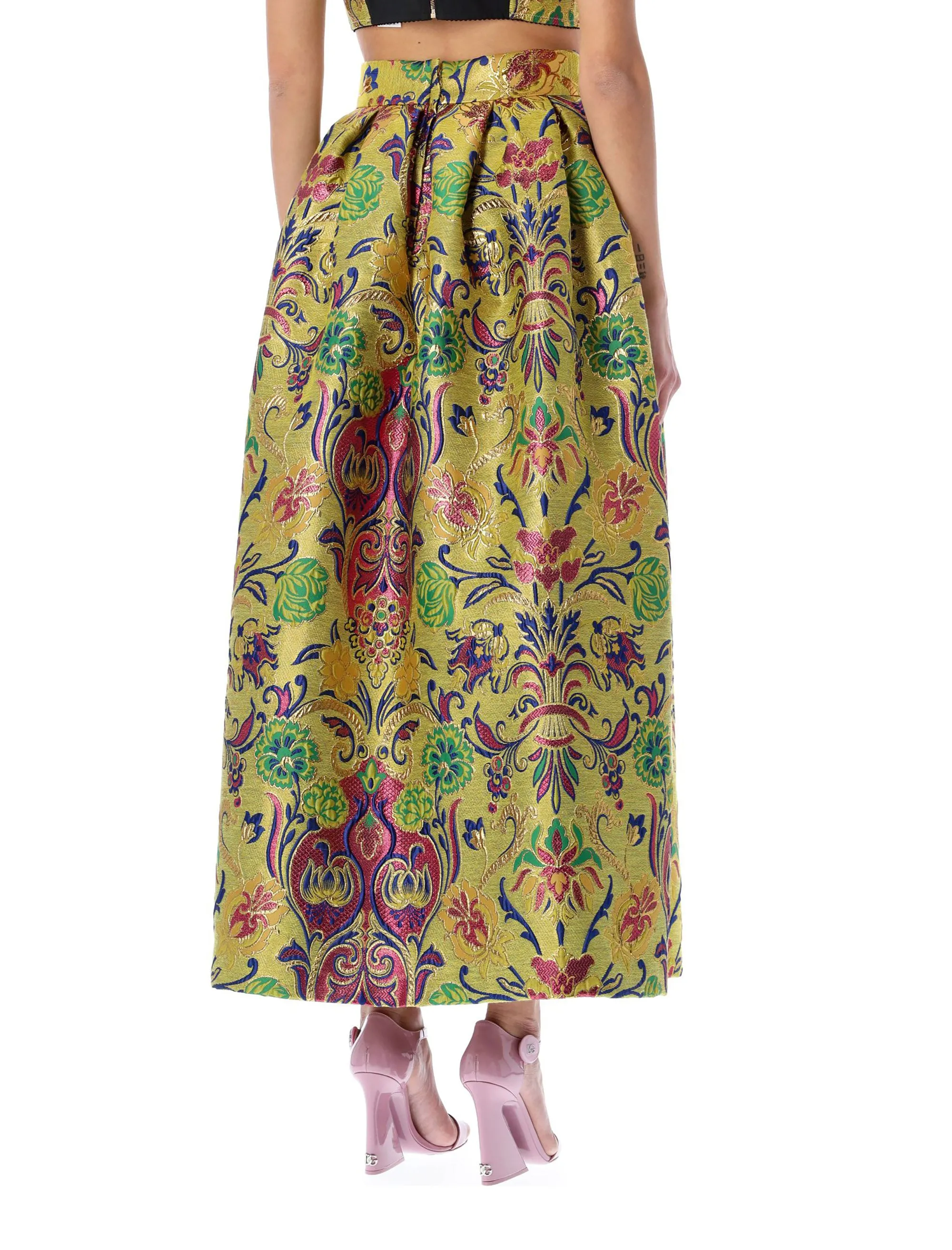 Dolce & Gabbana Floral Lurex Jacquard Pencil Skirt