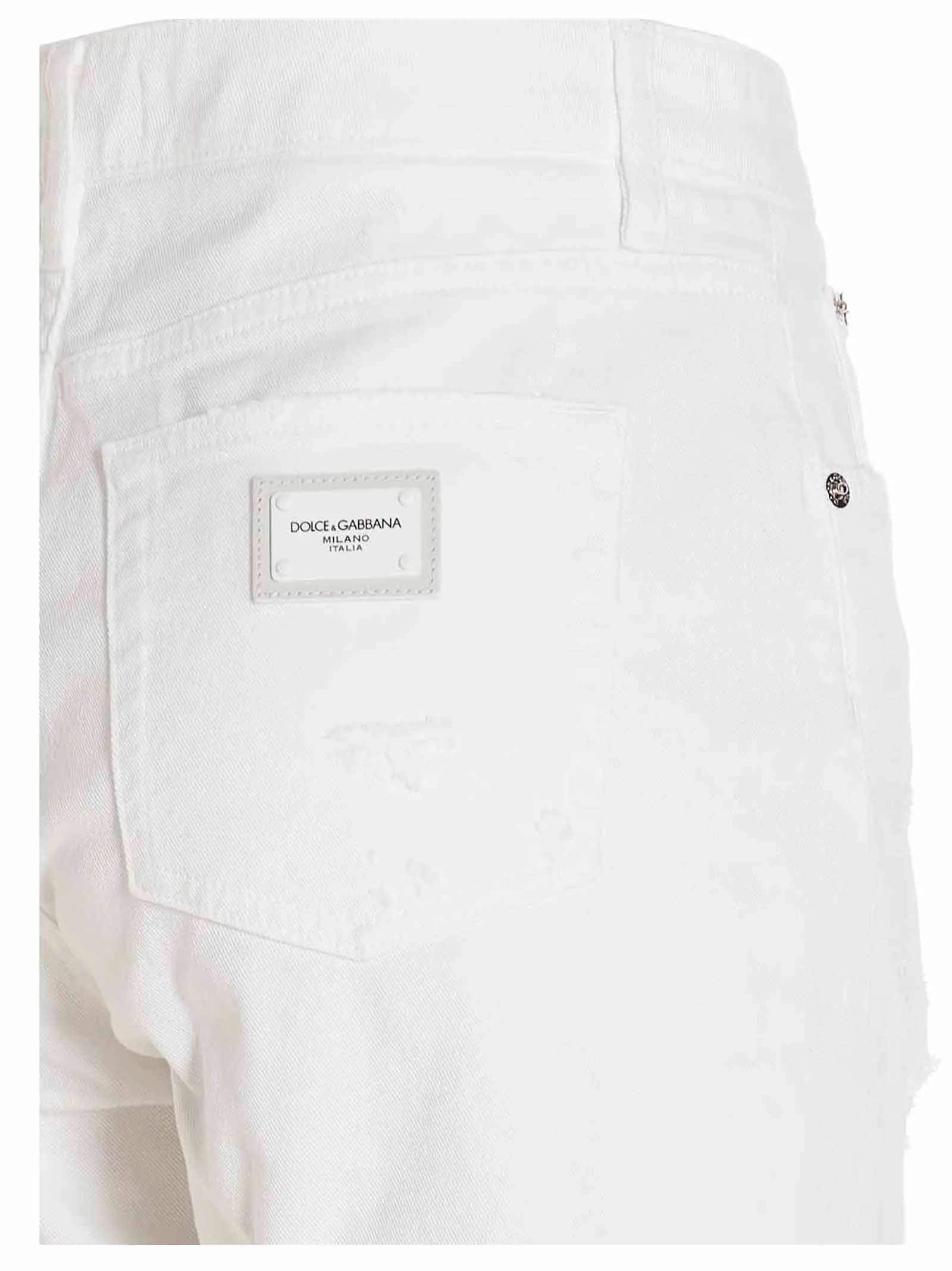 Dolce & Gabbana Logo Patch Distressed Effect Jeans
