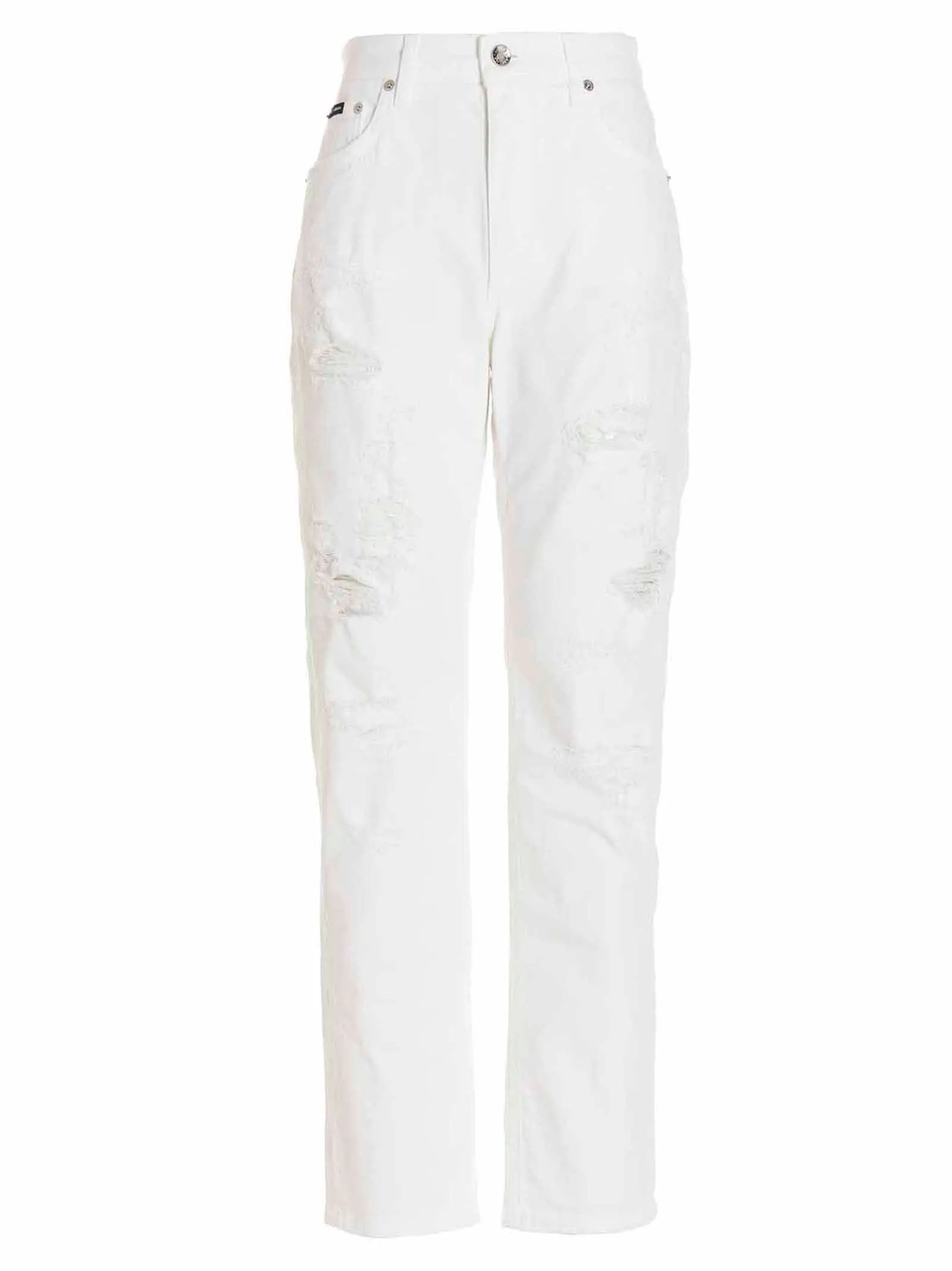 Dolce & Gabbana Logo Patch Distressed Effect Jeans